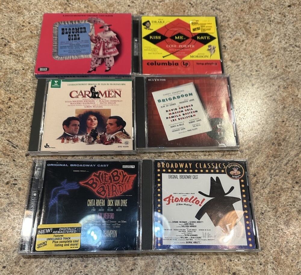 6 Music CDs Broadway Musical Music Set Carmen Bloomer Girl & More EUC!